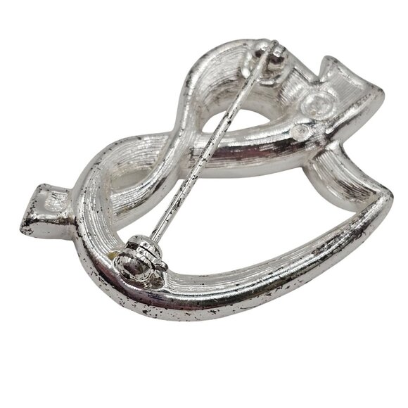 Swarovski Clear Rhinestone Heart Brooch Pin Stmt Swan Logo Glam Love Romantic - Picture 9 of 12